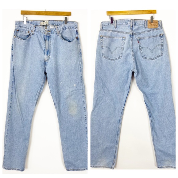 Levi's Denim - VINTAGE Y2K Levi’s 550 Light Wash Straight Leg Dad Jeans 16 36 Distressed Grunge